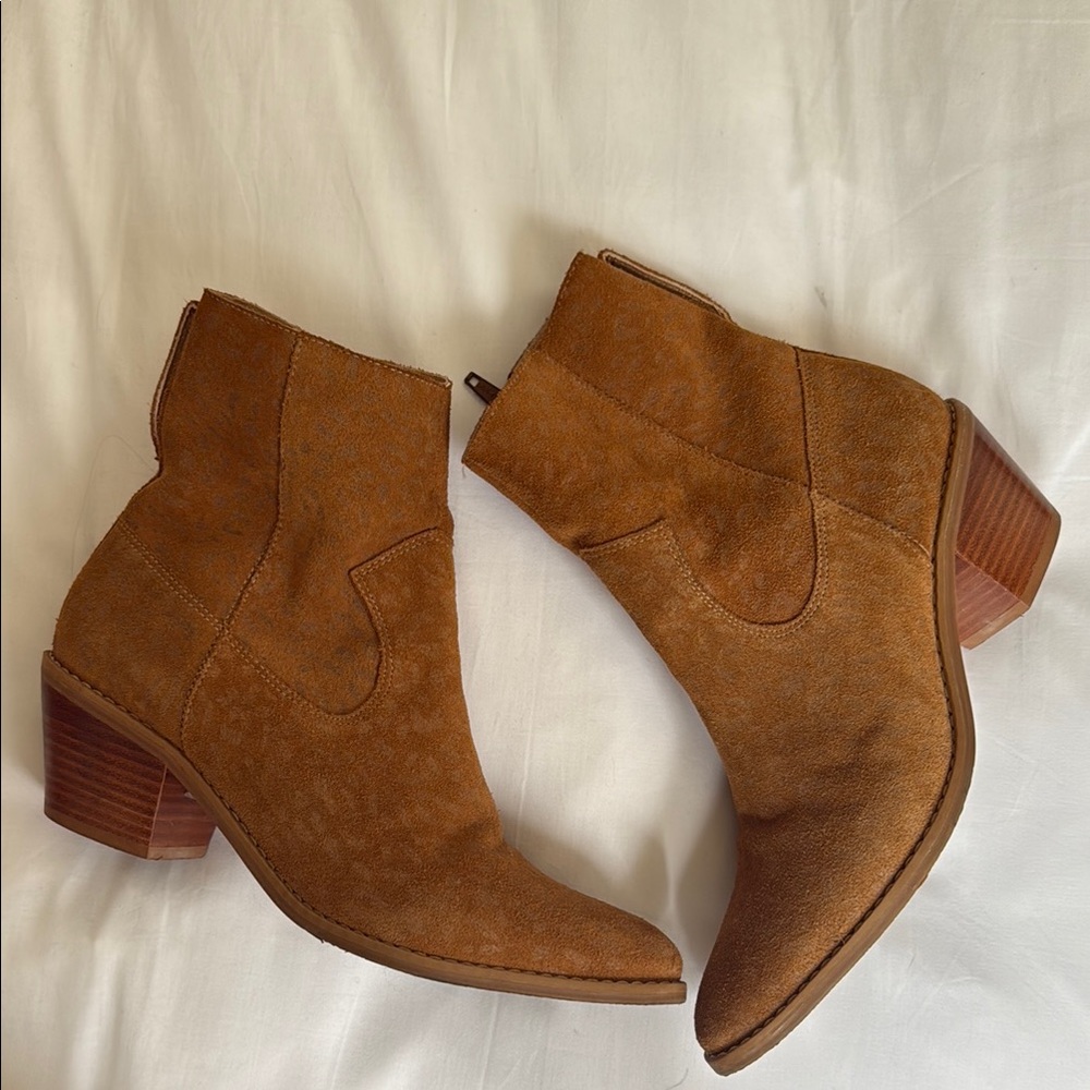 Able Brown Suede Ankle Booties with Pointed Toe